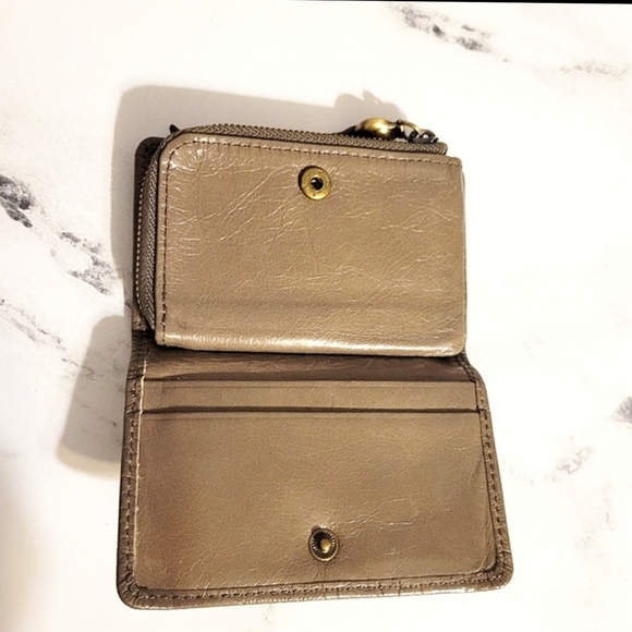 HOBO Embossed Tan Leather Small Wallet with Wanderlust Lining - Picture 2 of 7